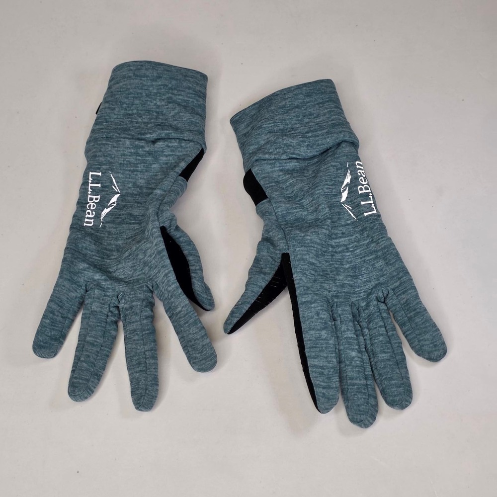 LL Bean Women's Gloves Blue Black Fleece Lined Multisport Power Stretch 521012 L
